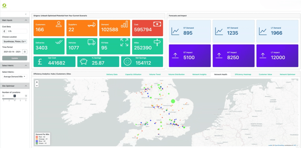 Optihub image displaying optihub, a solution for logistics network optimisation planning by Trusted Data